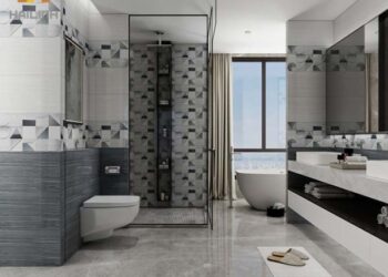 Các mẫu gạch lát nhà tắm trắng chống trơn hot nhất 2021